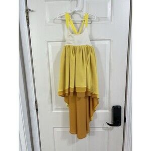 Pleiades Girls Size 5 Yellow Layered Chiffon High Low Dress!